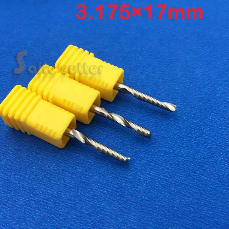 

5pcs highest quality single flute end mill bits 3.175x17mm cutting bits for Acrylic Wood PVC, Solid Carbide Drill Bits