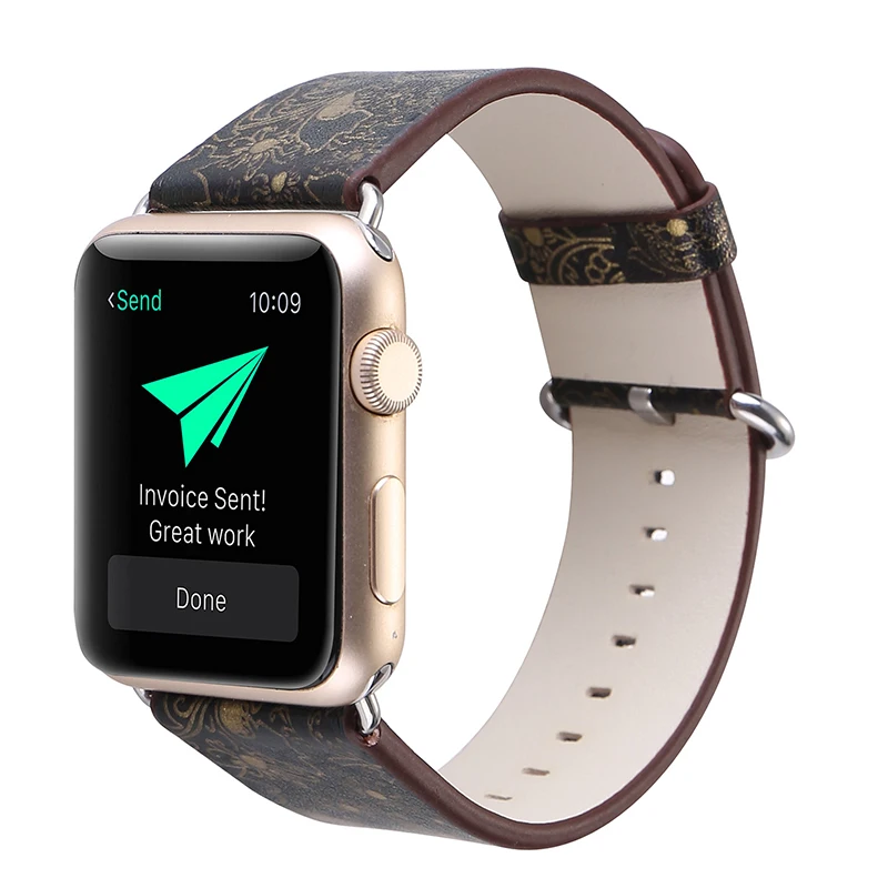 Ремешок из натуральной кожи для Apple Watch Series 4 браслет с цветочным узором 1 2 3 38 42