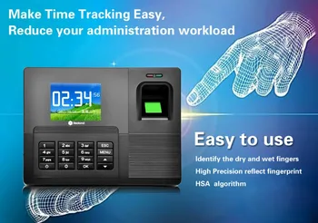 

Biometric Fingerprint Time Attendance Clock TCPIP Employee Working Clock Time Recorder Wireless Attendance Checker