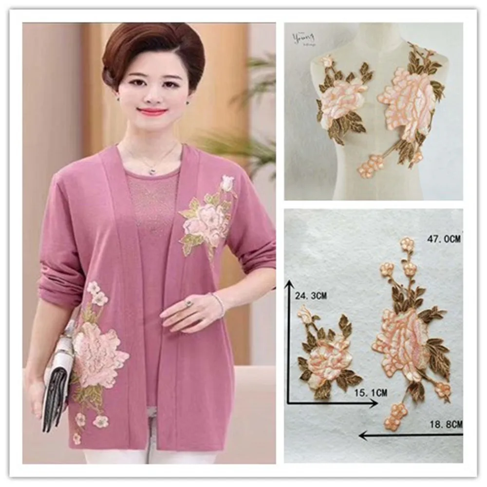 

Hot sale Lace Floral Embroidered Neckline Clothes Trim Sewing Applique Embellishments Trims Apparel Fabric a pair for sell YL915