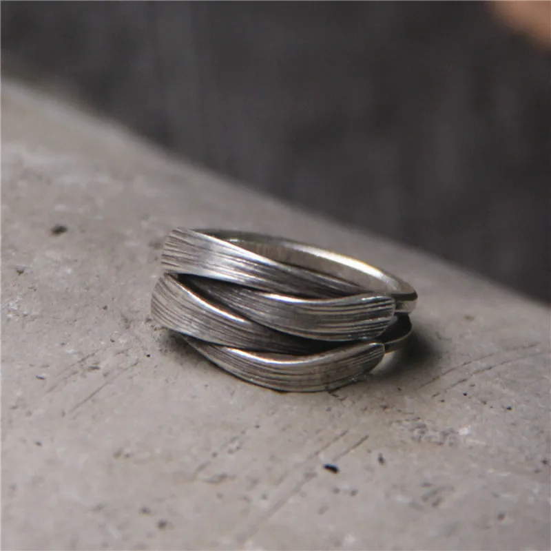 

2019 Womens Fashion 100% 925 Solid Sterling Silver Irregular Weaving Rings For Women Retro Style Sterling Silver Jewelry
