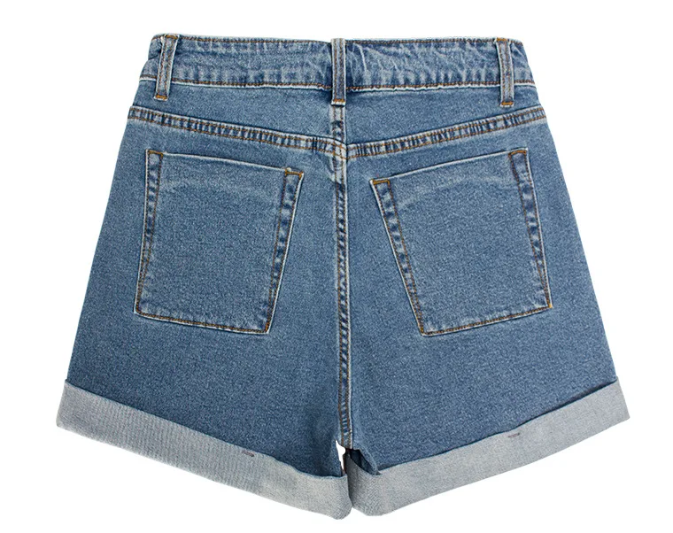 LOGAMI High Waist Summer Sexy Denim Shorts Women Pocket Button Slim Short Jeans Women'S Casual Shorts Plus Size 4XL