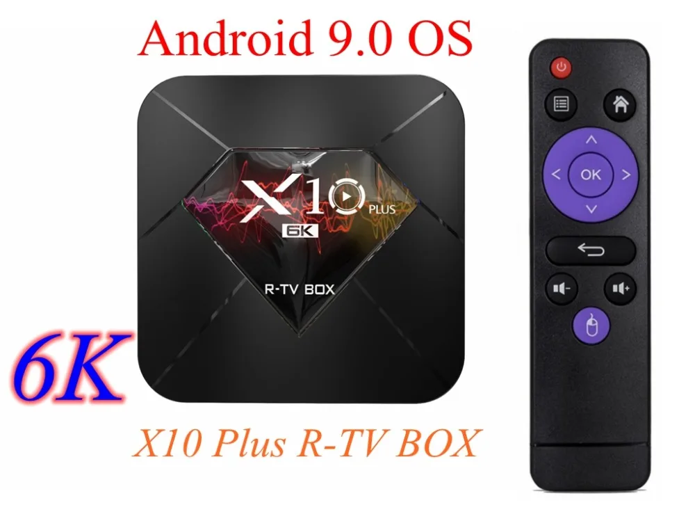 ТВ приставка X10 Plus Android 9 0 четырехъядерный Allwinner H6 4 Гб 32 ГБ 64 2 4G Wi Fi USB3.0 поддержка 6K *
