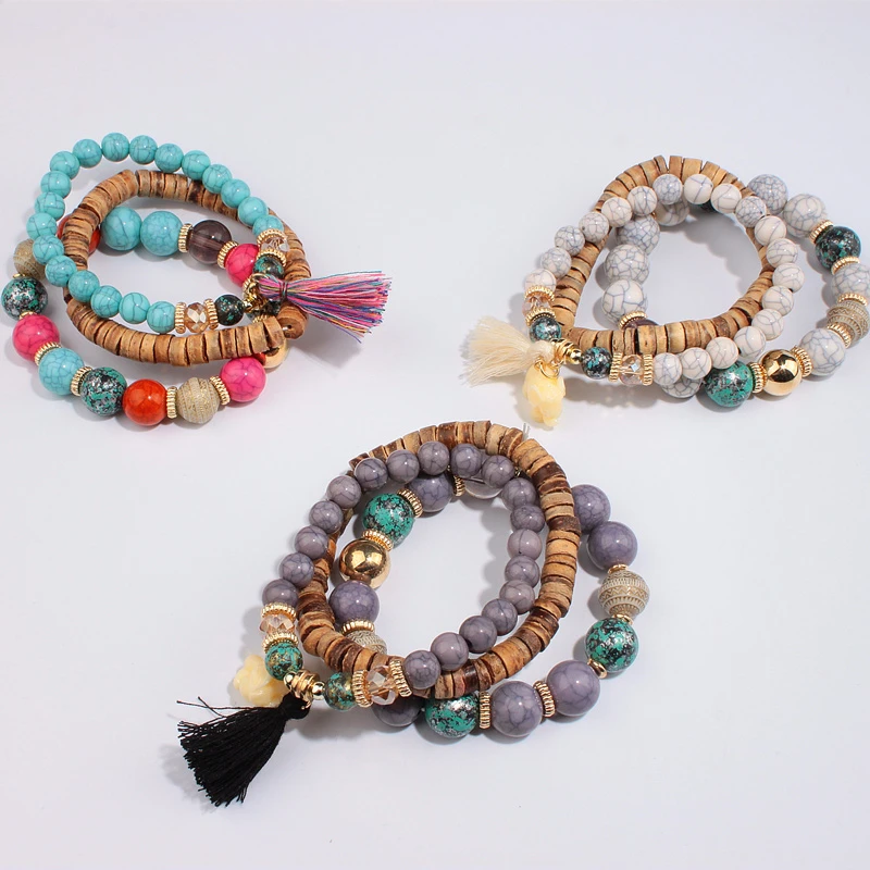 Pulseras con colgantes de borlas para mujer, abalorios coloridos de capas bohemios, pulseras hechas a mano, joyería moda|bracelet with tassels|handmade braceletbracelet with - AliExpress