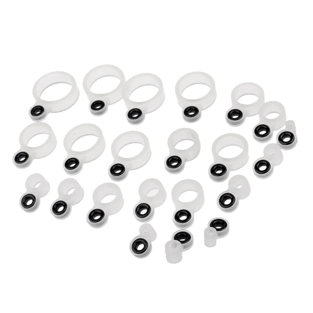 22pcs Silicone Fishing Rod Guides Eye Rings Line Rings DIY Parts, 22 Different Sizes Mixed Guias de cana de pescar