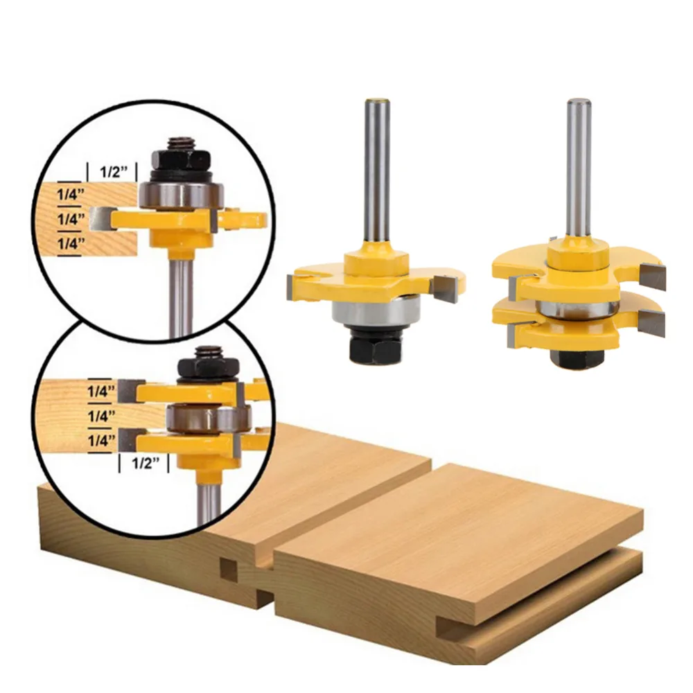 New 2Pcs Tongue Groove Router Bit 3 4