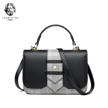 

LAORENTOU 2020 New women leather bags quality Cowhide Fashion Patchwork Leisure tote women leather shoulder Crossbody bag