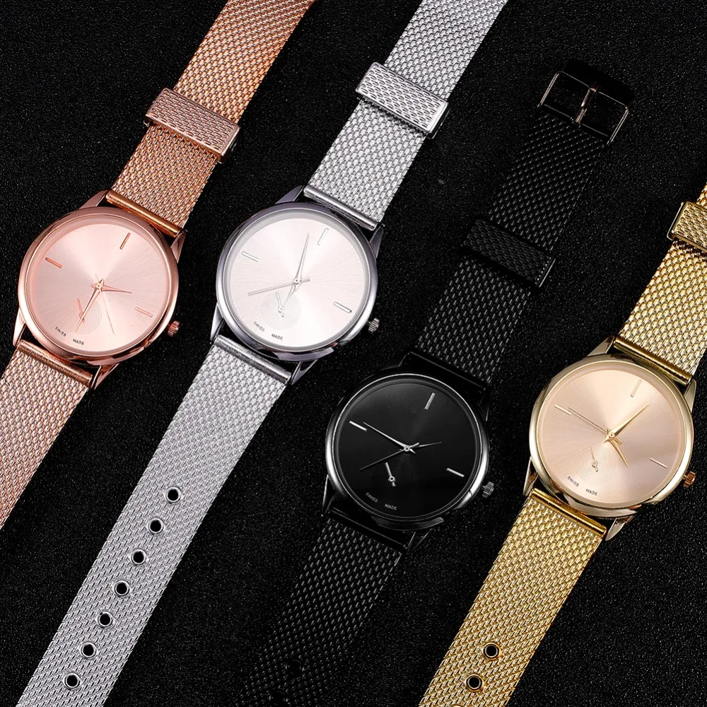 Fashion Alloy Belt Mesh Watches Unisex Women Watches Casual Couple Quartz Wristwatch Relogio Feminino Saat Watches For Women