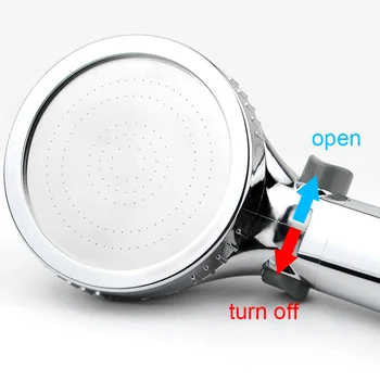 

High Pressure Shower Head 3 Spary Setting with Pause Switch Water Saving Detachable HTQ99