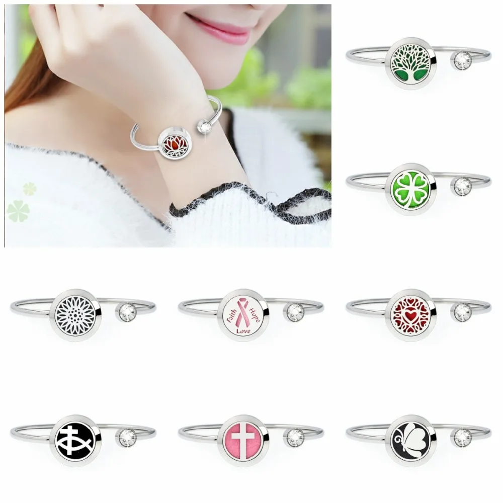 

Ribbon Cross Fish 20mm 316L Stainless Steel Bracelet Rotatable Aromatherapy Perfume Diffuser Locket Bracelet Bangle 10pcs Pads
