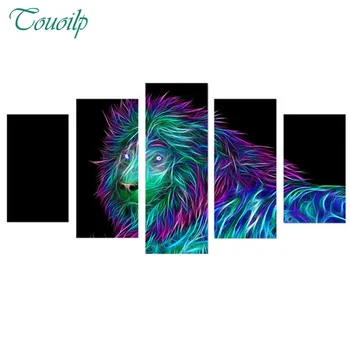 

Touoilp Diamond Embroidery Lion Multi-picture Combination Full Square&round Cross Stitch Diamond Painting Decoration Home