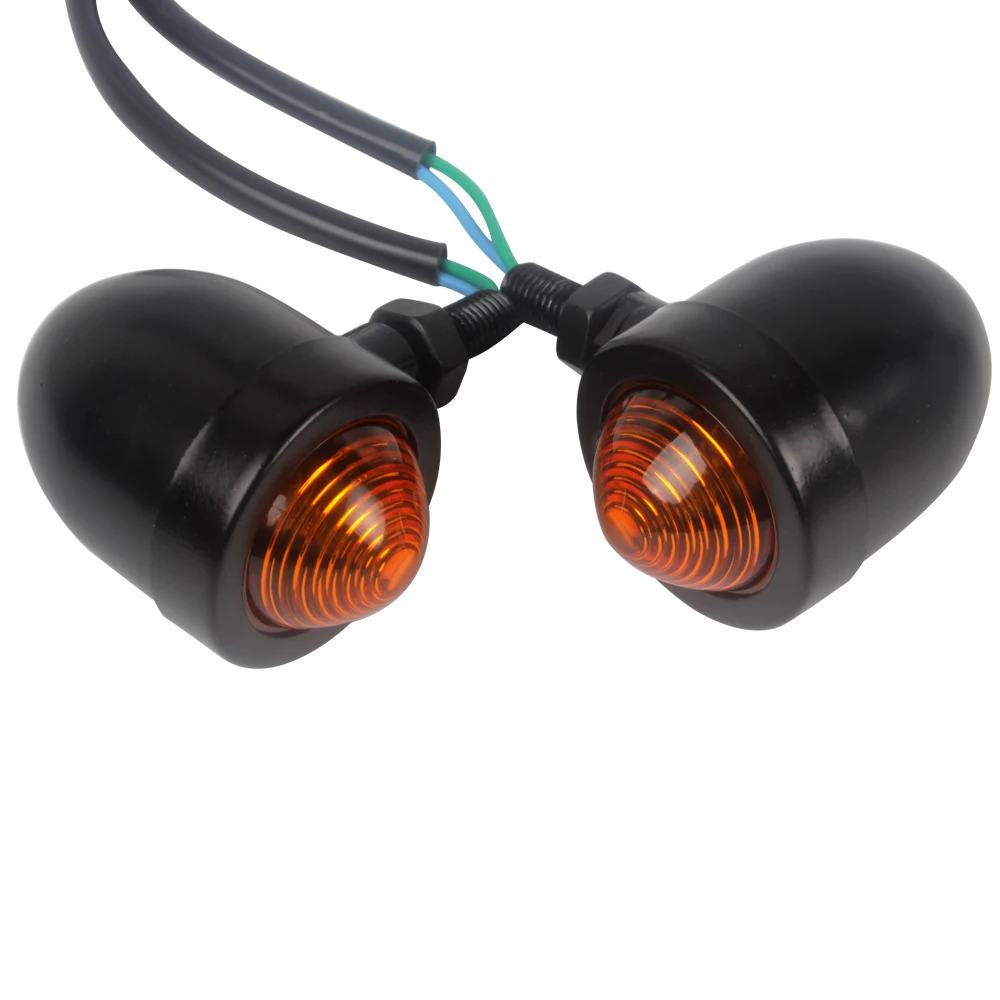 1 Pair Motorcycle Flasher lights Turn Signal Light Amber Beam Black