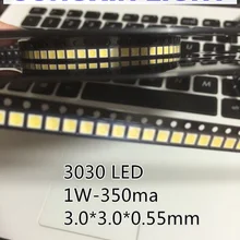 100 шт./лот SMD 3030 белый 3030 светодиодный лазерный диод 6000 K-8000 K 1W светодиодный высокой мощности освещение Применение 3,0*3,0*0,65 мм 350MA 100-120LM