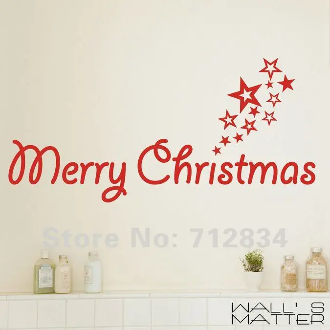 B Z D Free Shipping Christmas Decor Merry With Stars Art B Z D Free Shipping Christmas Decor Merry With Stars Art Decals Removable Home Vinyl Wall Stickers 60x30cm In From