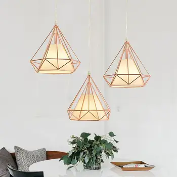 

Single Head Diamond Shape Iron Material Ceiling Lamp Decoration Lamp No Bulb Included(Rose Gold)