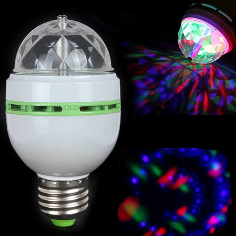 

Mini DJ Disco RGB LED Stage Lighting Effect E27 3W Colorful Auto Rotating Bulbs Party Lights Projector Bar christmas Star Shower