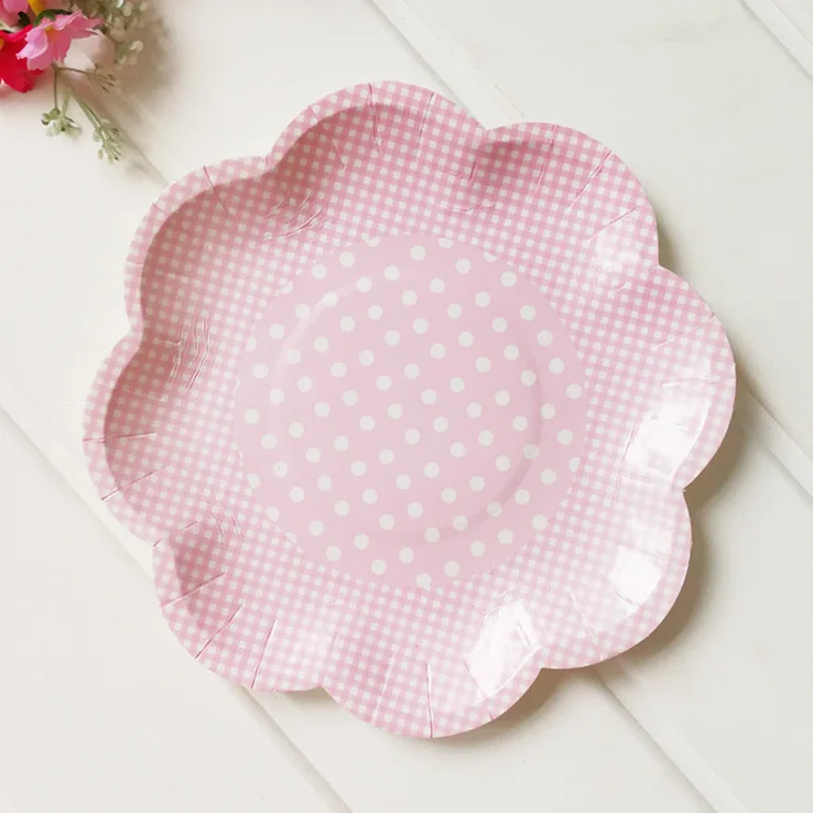 8 дюймов розовый цветок бумажные тарелки Свадебные украшения одноразовые тарелки на день рождения одноразовая посуда 8 шт./лот десертные чашки блюдо
