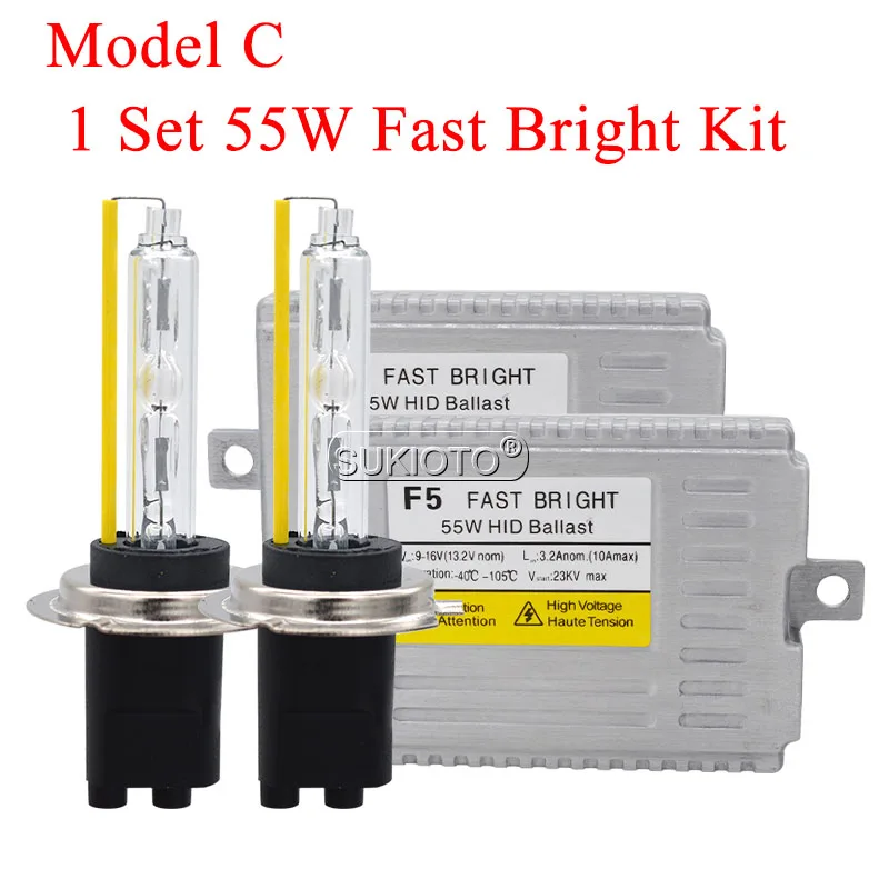 SUKIOTO Fast Bright AC 55W F5 HID Ballast Xenon Kit 5500K Xenon H1 H3 H7 H11 HB3 HB4 9012 D2H HID Car Headlight Bulb 55W HID Kit (7)