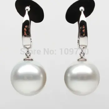 

ry00301 PRETTY WHITE!AAA12MM SOUTH SEA PEARL EARRING/18K GOLD (C0327)