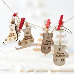 2 шт./компл. декоративные деревянные елочные кулон Творческий перчатки коньки в форме рождественской елки завесы рождественские украшения