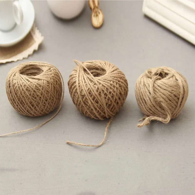 

1PCS 30M/60M/120M Natural Burlap Hessian Jute Twine Cord Hemp Rope Gift Packing Strings for Christmas Event Party Supplies DA123