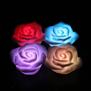 

Romantic 7 Color Changing Rose Flower LED Night Light Lamp Battery-powered Tea light Night Light Valentine Christmas Gift Lamp