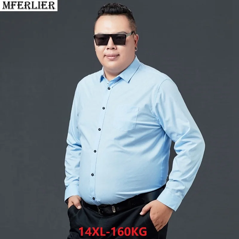 En Ligne MFERLIER hommes grande taille grande chemise à manches longues 8XL 10XL automne bureau robe chemises formelle 7XL 9XL 11XL 12XL 14XL chemises d affaires