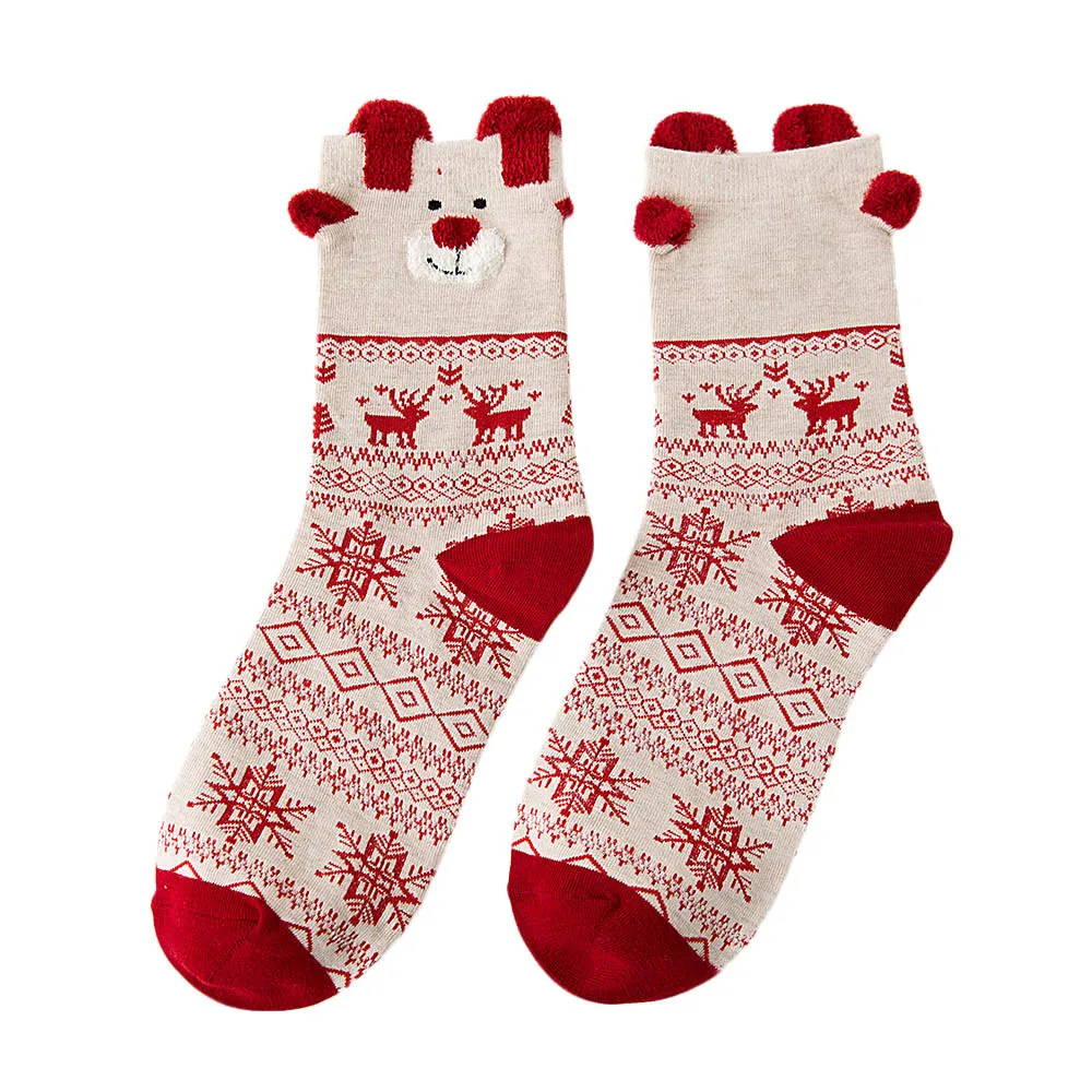 Рождественские женские хлопковые носки разноцветные зимние calcetines