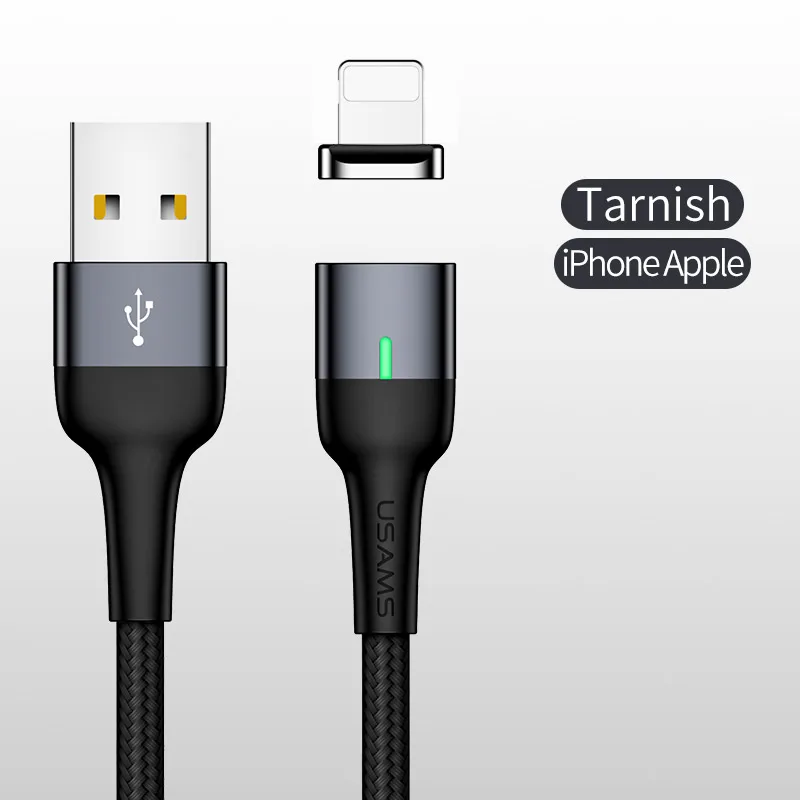 Магнитный кабель USAMS, Micro Usb type C, адаптер для быстрой зарядки телефона, Microusb type-C, магнитное зарядное устройство Usb C для iphone, samsung, Xiaomi - Цвет: Tarnish for iPhone