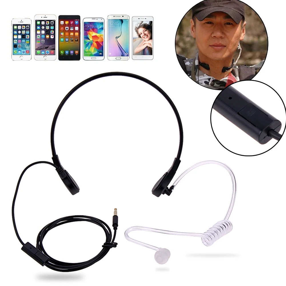 3.5mm Throat Mic Headphones Covert Acoustic Tube Throat Earpiece