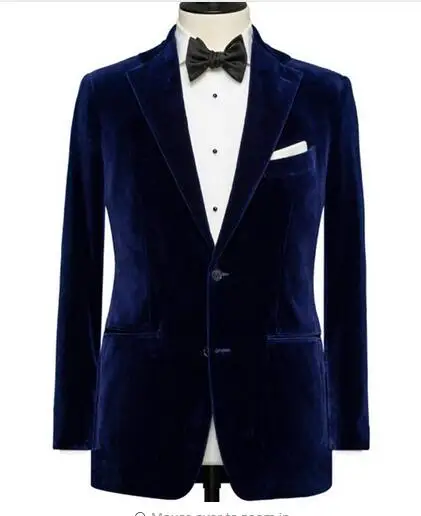Королевский синий бархат мужские костюмы, куртки для жениха одежда блейзер с надрезом лацкан на заказ свадебные смокинги жениха костюм куртки - Цвет: as shown