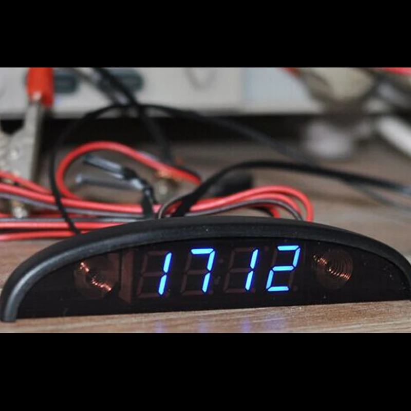 Blue LED Automotive Car Electronic Clocks Watches Thermometer Voltmeter