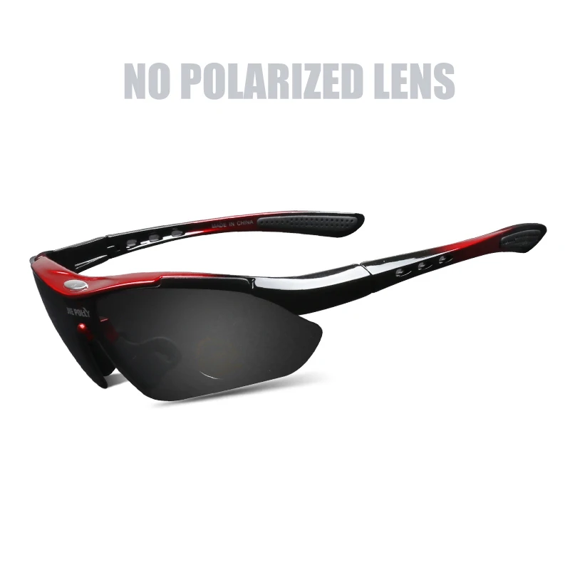 HD велосипедные очки рыбалка поляризованные очки велосипед Сверхлегкий очки для защиты от ветра 5 Lenes UV400 вождения Óculos Gafas - Цвет: Black and red