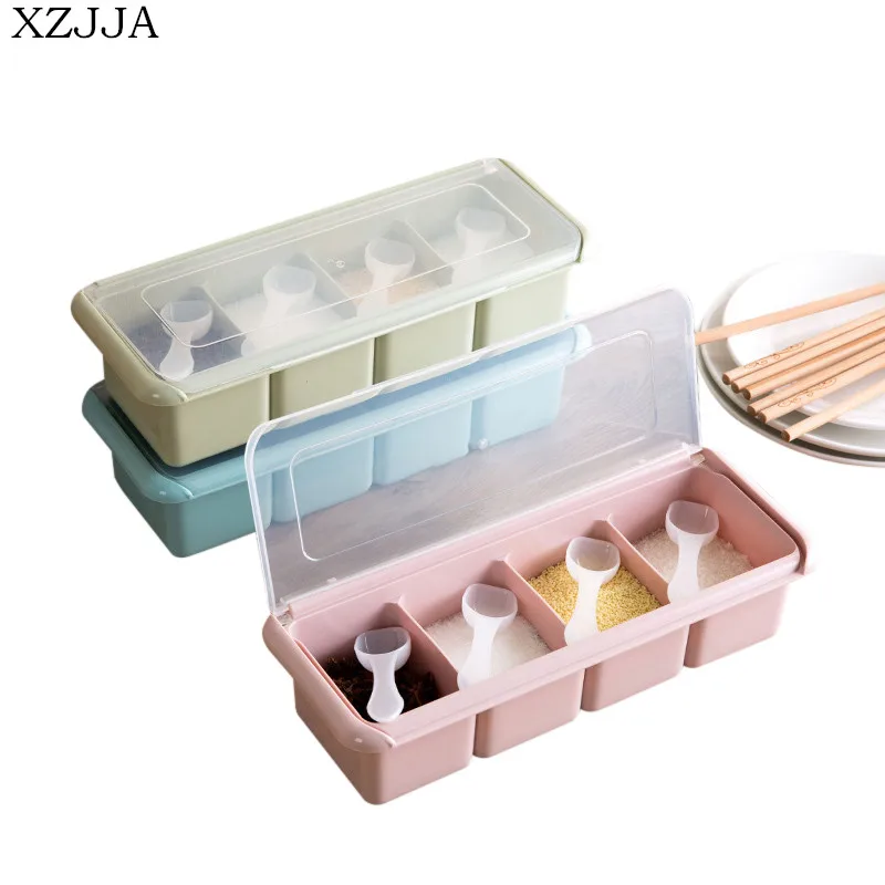 

XZJJA High Quality Spice Jar Seasoning Box Kitchen Spice Storage Bottle Jars Salt Pepper Cumin Powder Box Tool