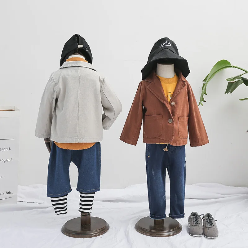 

2019 Spring Baby Jacket Coat Autumn New Boy Solid Color Suit Foreign Suit Children's Wear pocket Kids Coat