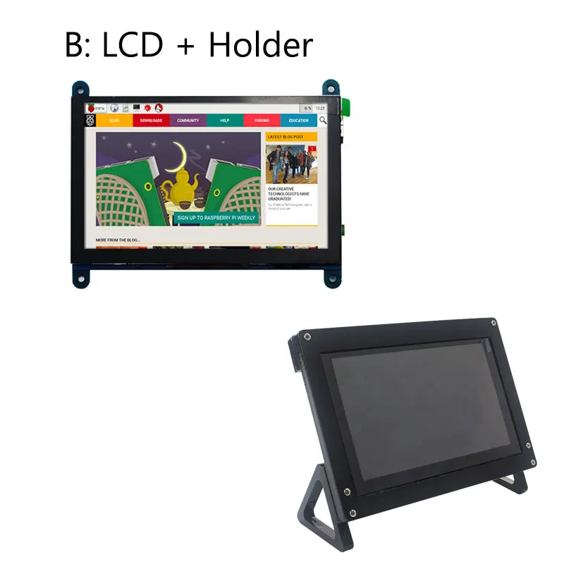 5 дюймов Raspberry Pi 4 сенсорный экран 800x480 ёмкостный ЖК-дисплей+ держатель для ПК Lapto для Raspberry Pi 4B/3B+/3Bp Бесплатный привод - Цвет: LCD with Holder