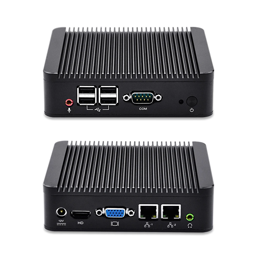 Barebone QOTOM Dual Lan мини-ПК с процессором Celeron/Core i3/Core i5, 2 LAN, 4 USB, 10 W, маленький HTPC 1080P WIN 10 Linux