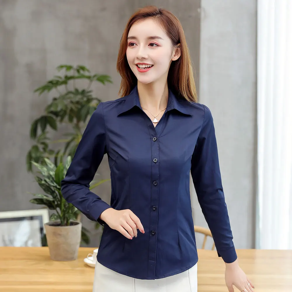 Korean Casual Cotton White Women Shirts Twill Turn-down Collar Pink Women Blouses Plus Size 4XL/5XL Womens Tops and Blouses