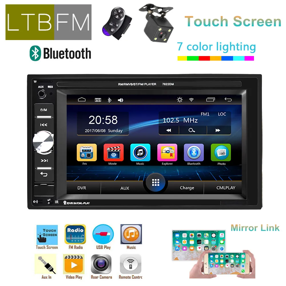 

LTBFM Bluetooth Autoradio 2 Din GPS Car Radio Stereo Touch Screen 7" Car Multimedia Player MP5 Mirror Link USB/AUX/TF Car Camera