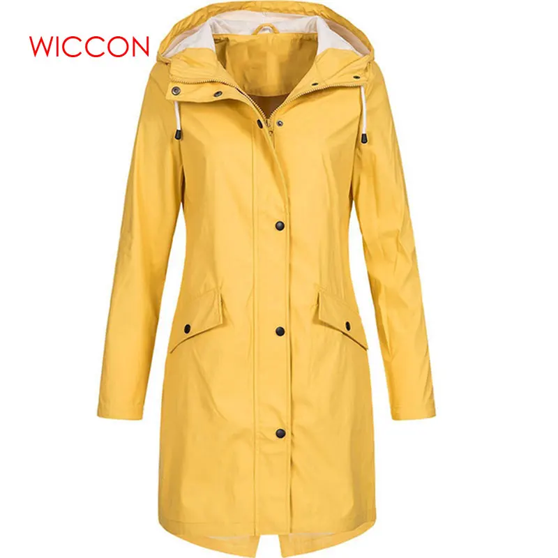 Женская однотонная дождевая куртка худи для улицы водонепроницаемое длинное пальто ветрозащитное хлопковое однотонное длинное пальто большого размера женское