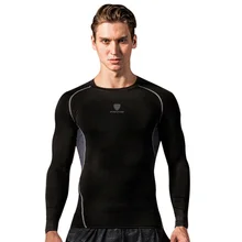 Мужская футболка для фитнеса, Спортивная компрессионная футболка с длинным рукавом, быстросохнущая Спортивная футболка