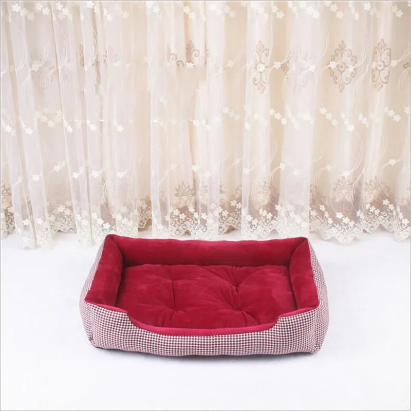 Решетка хлопок/лен питомник теплое и удобное гнездо кровать для собак гнездо для домашних животных корзины для собак со съемной и моющейся подушкой - Цвет: wine