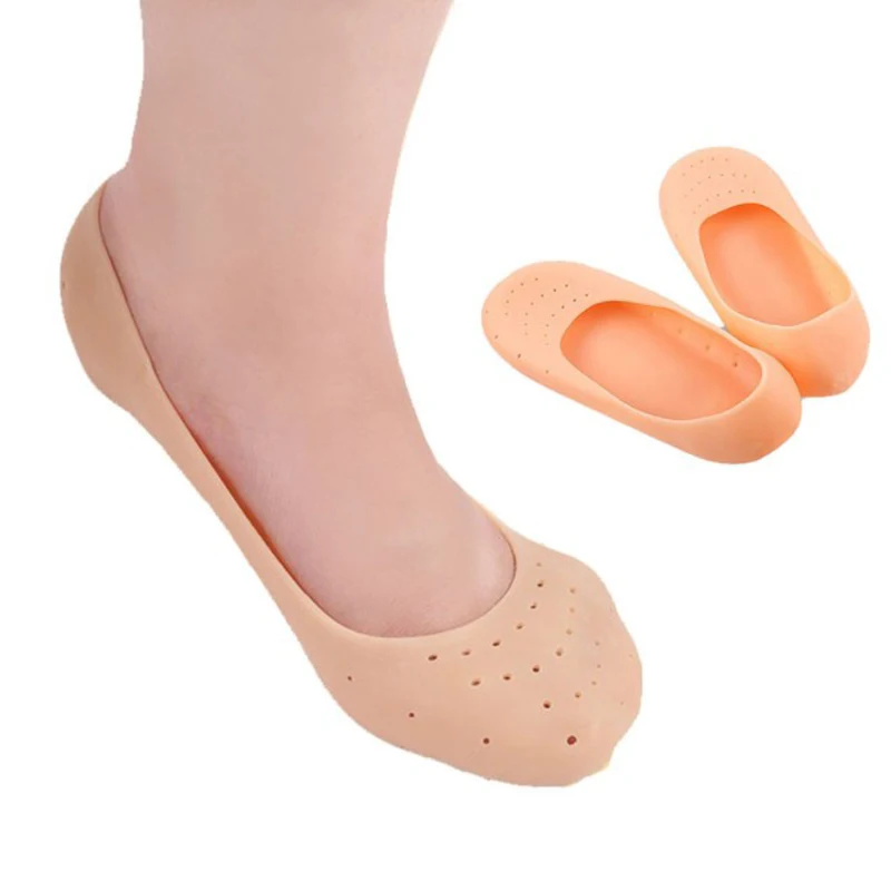 

1 Pair Silica Gel Foot Cover Men Women Silicone Boat Socks Foot Cover Crack Prevention Anti-heel Pain Protector
