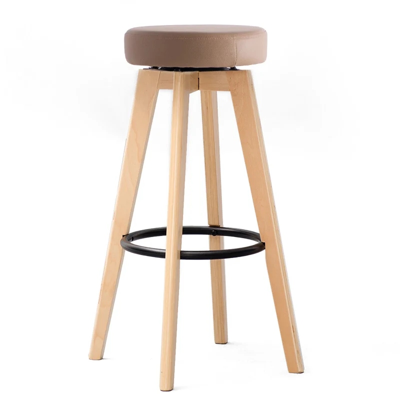 

Solid wood bar stool high stool modern minimalist bar stool European retro creative fashion bar chair fabric