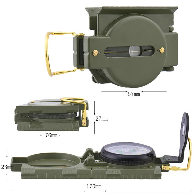 Военный призматический Прицельный компас многофункциональный металлический складной компасы с линейка с лупой на открытом воздухе походный направляющий