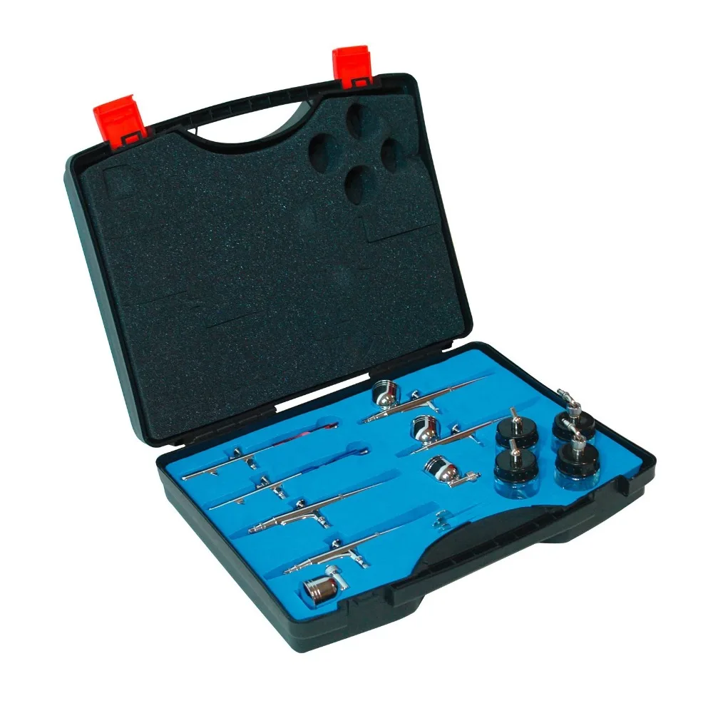 

Performance AB-613 Studio Set Dual-Action Siphon Feed Airbrushes with 0.35 mm Tips, 3/4 oz. Bottles