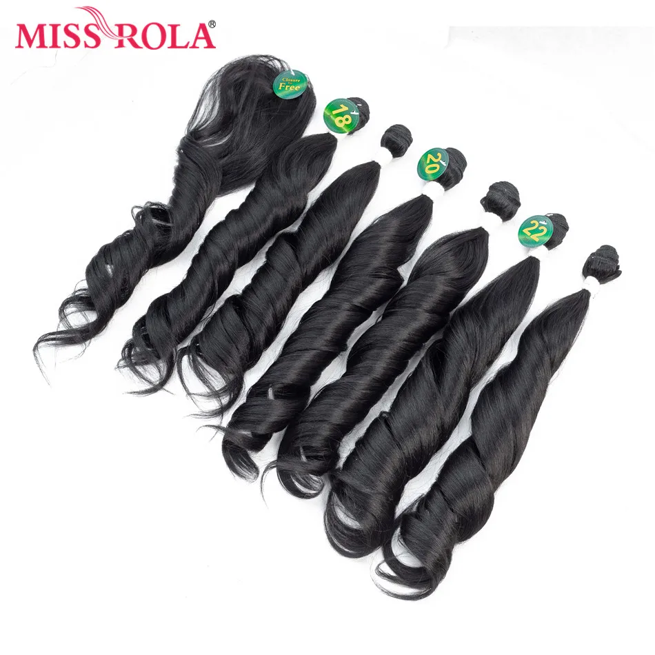 Мисс Рола Ombre волнистые волосы Связки Синтетические пряди для наращивания волос свободная волна Связки T1B/30 18-22 ''6 шт./упак. волос ткет застежка