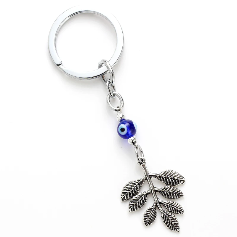 

Lucky Eye Alloy Leaf Pendant Keychain Evil Eye Beads Key Chain Alloy Car Key Chain Men Women Fashion Jewelry EY4735