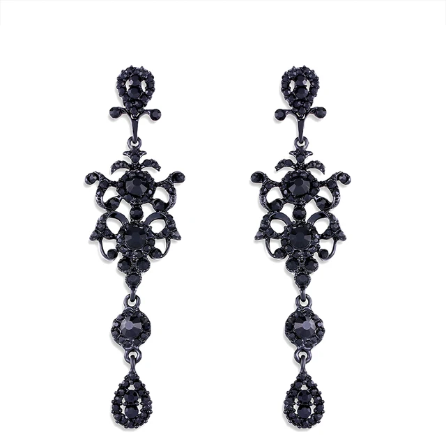 Aliexpress.com : Buy Punk Gothic Crystal Black Long Earrings with ...