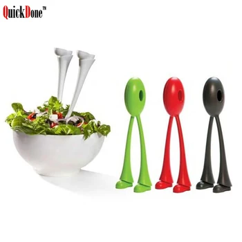 

QuickDone 2pcs/lot Long-legged Salad Spoons Stander Soup Kitchen Gadget Scoop Vegetable Fruit Cooking Tools AKC5286